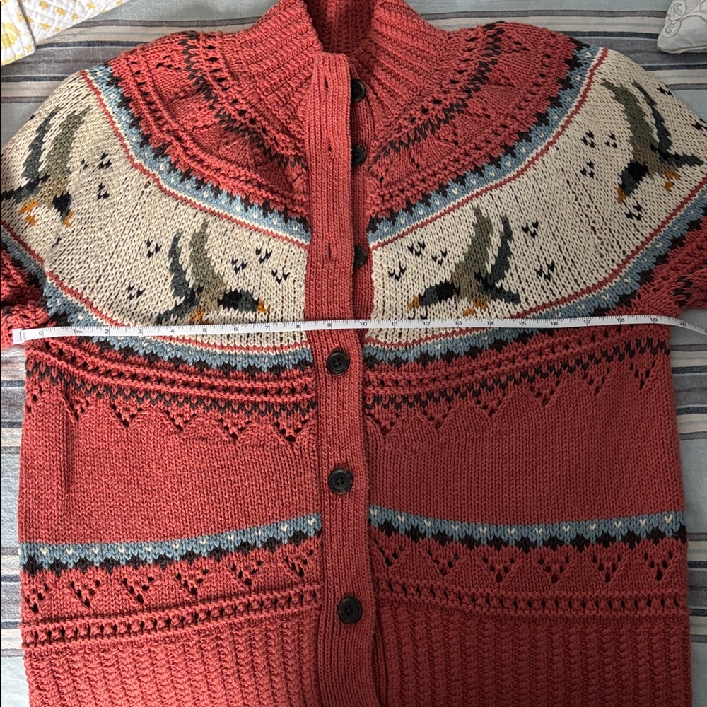 L.L. Bean Women's Mallard Duck Cardigan Sweater M - Picture 3 of 10
